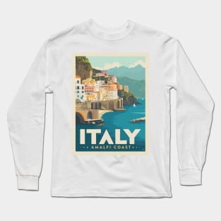 Italy Amalfi Coast Vintage Art Long Sleeve T-Shirt